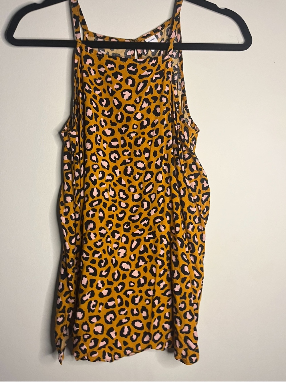 Old navy Mustard Leopard Print Tank with Pink Accents small